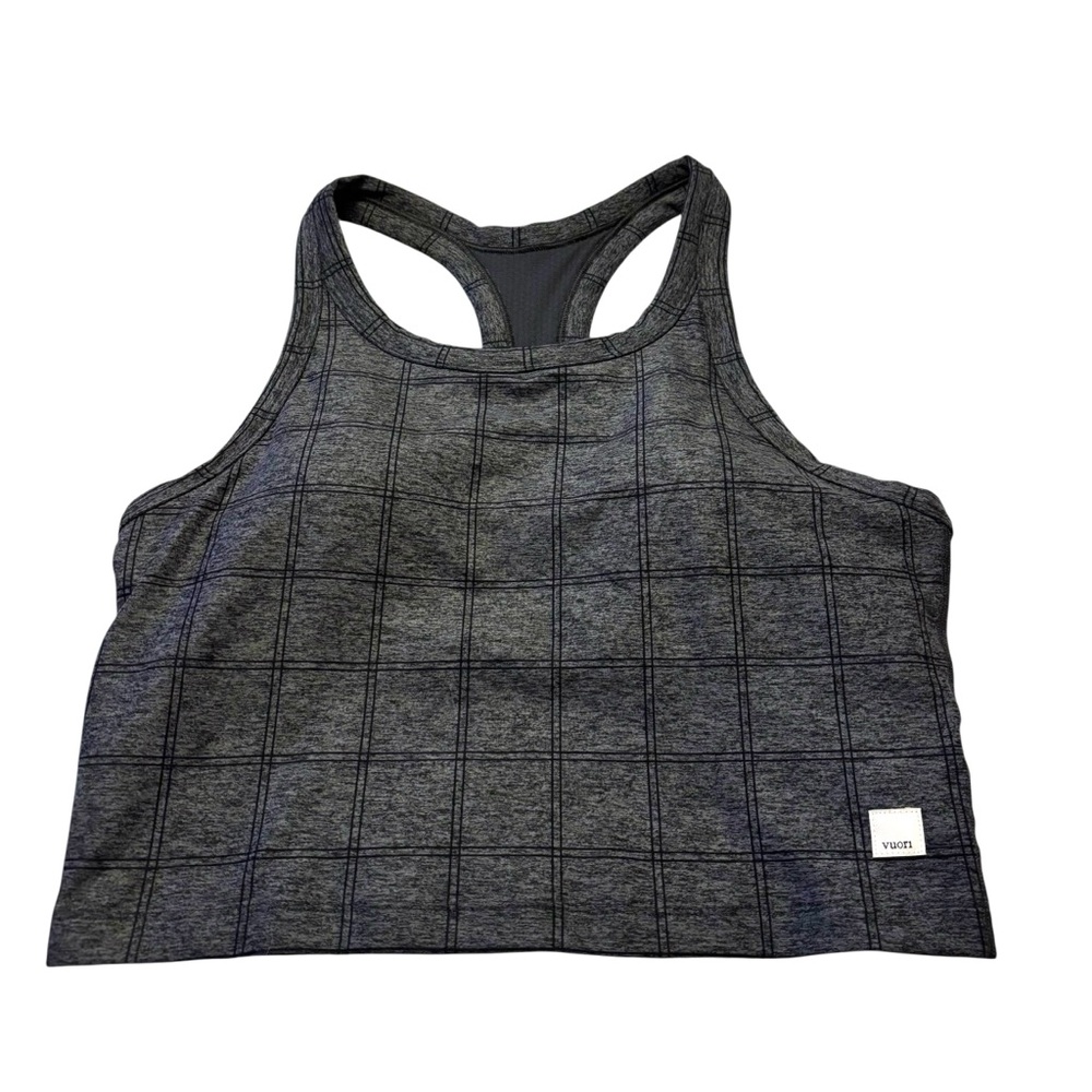Vuori Elevation Racerback Tank in Charcoal Windowpane Women’s Size Medium